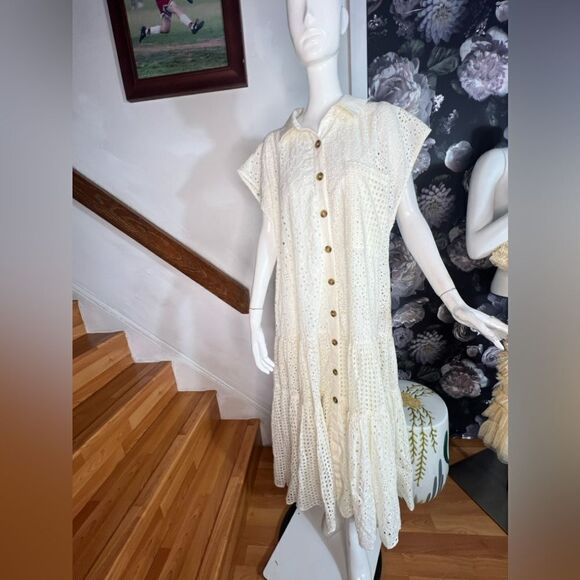 Free People Marieanne Eyelet Maxi Dress/ size S - Picture 10 of 13